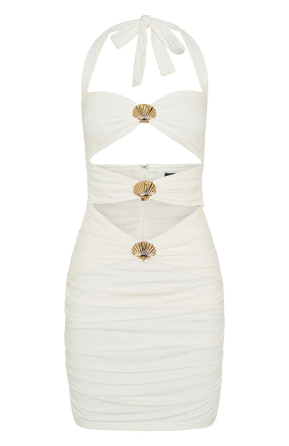 Stepping Back Mini Dress White
