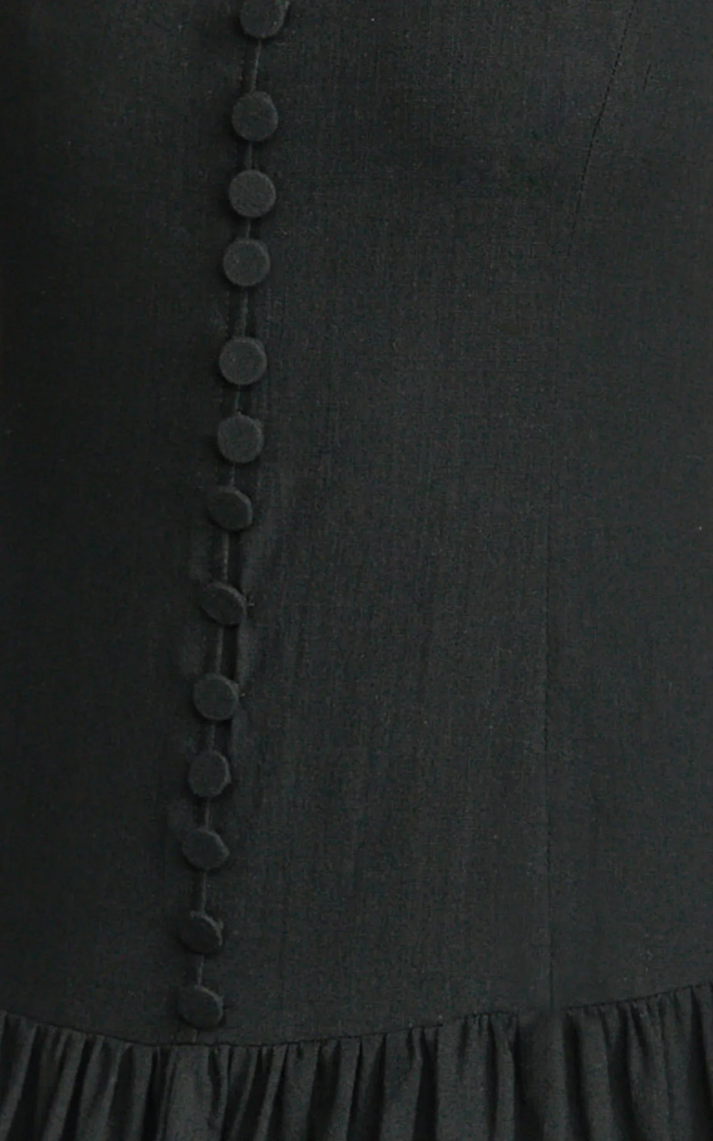 Cortez Maxi Dress - Square Neck Button Down Dropped Waist Dress in Black