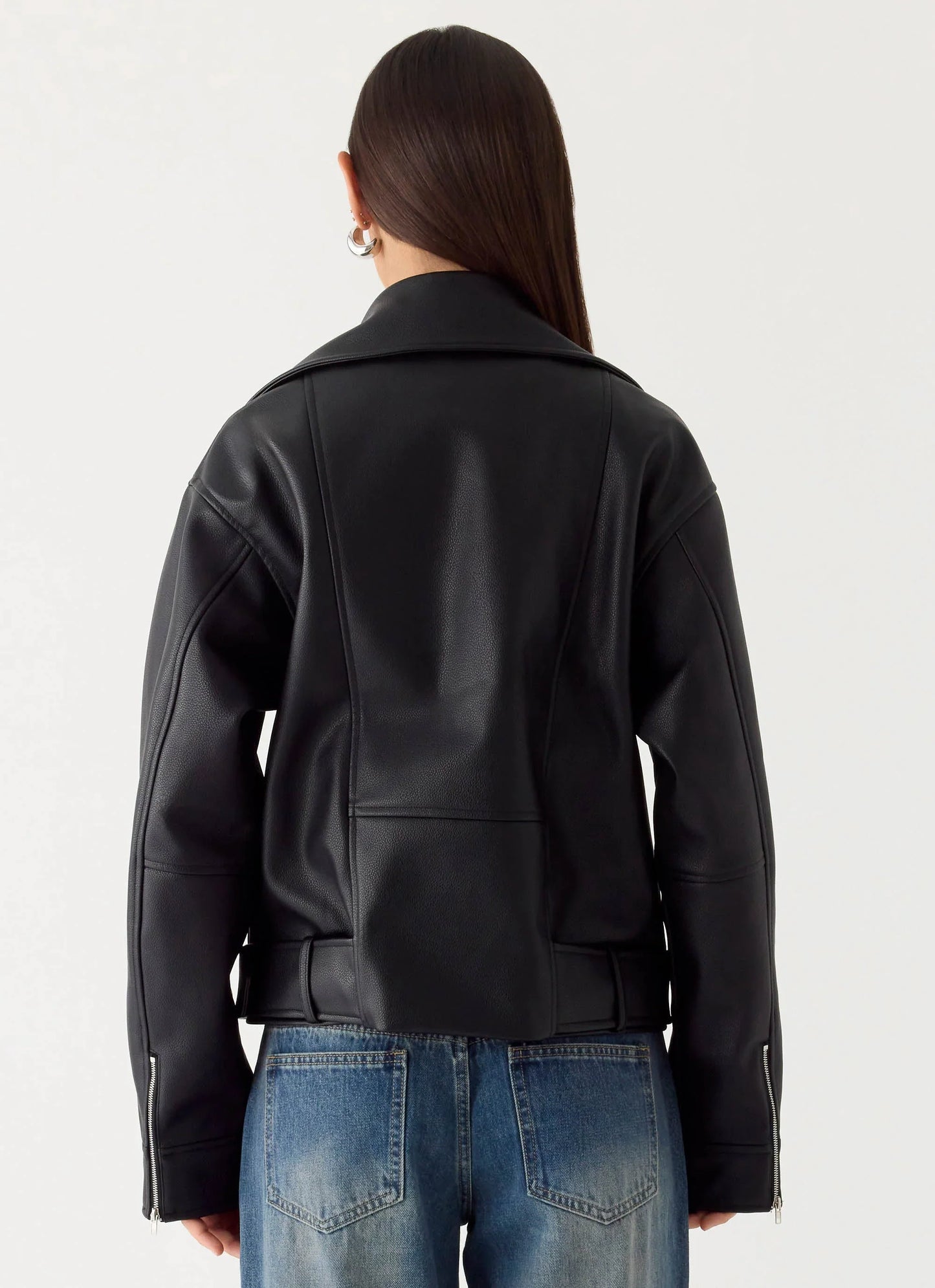 Ethan PU Biker Jacker - Black