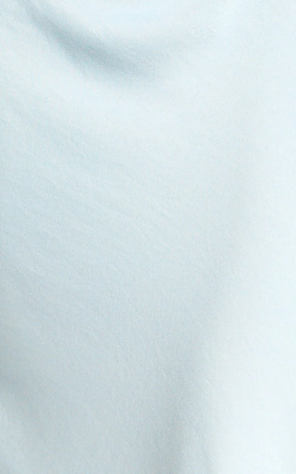 Lira Midi Dress - One Shoulder Satin Dress in Pale Blue