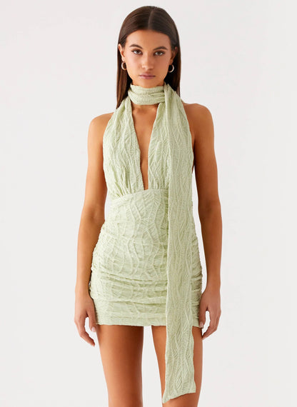 Crimson Mini Dress - Forest Sage