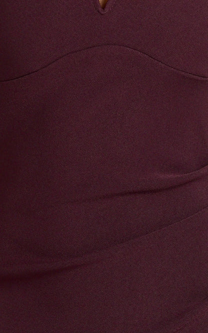 Thelma Maxi Dress - Square Neck Bodycon Dress in Wine
