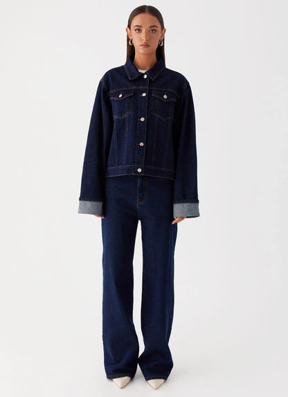 Back Again Straight Leg Denim Jeans - Blue