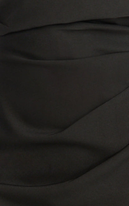 Pearce Maxi Dress - Gathered One Sleeve Bodycon Dress in Black