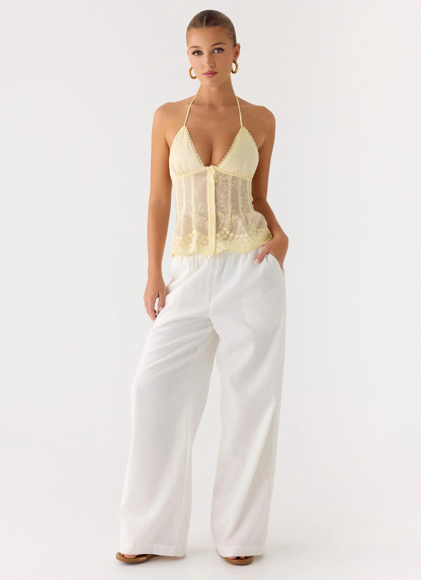 Non Stop Halter Top - Butter Yellow