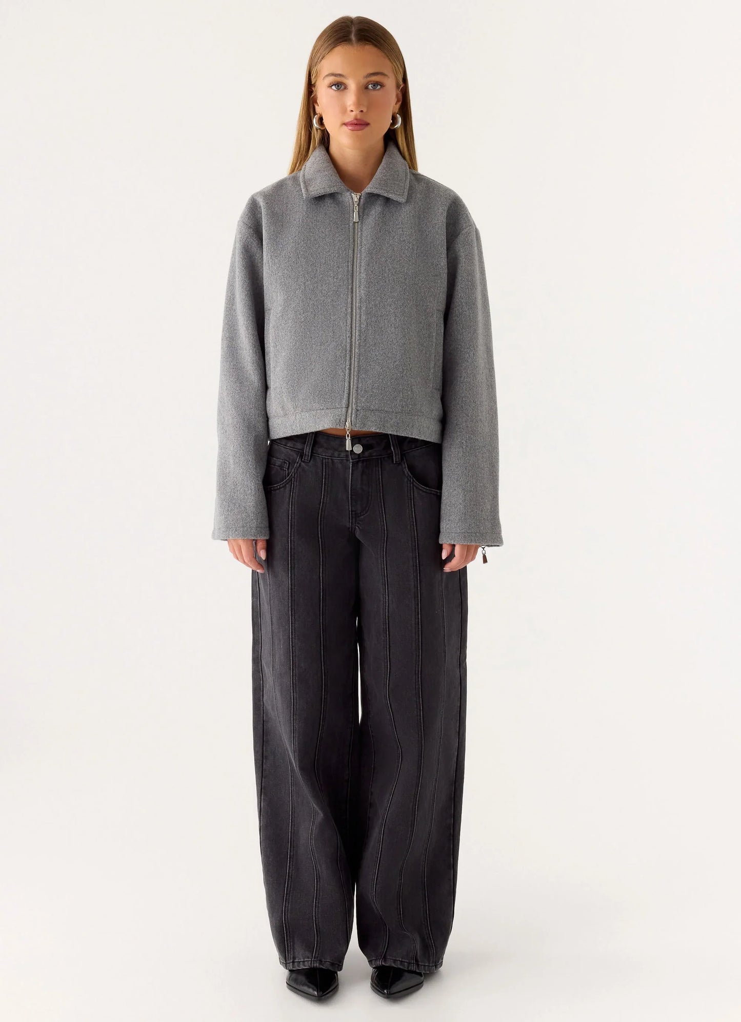 Enzo Faux Wool Jacket - Grey