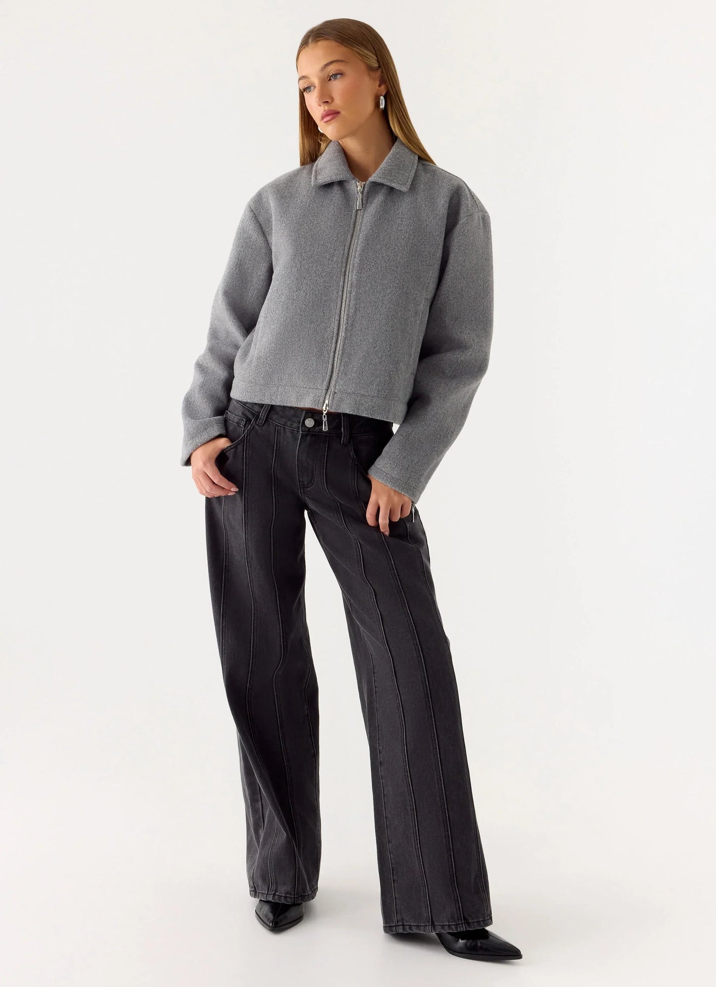 Enzo Faux Wool Jacket - Grey
