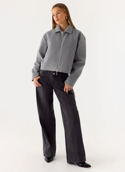 Enzo Faux Wool Jacket - Grey