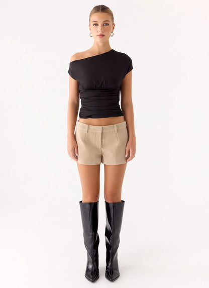 Jeremy Faux Suede Shorts - Cream