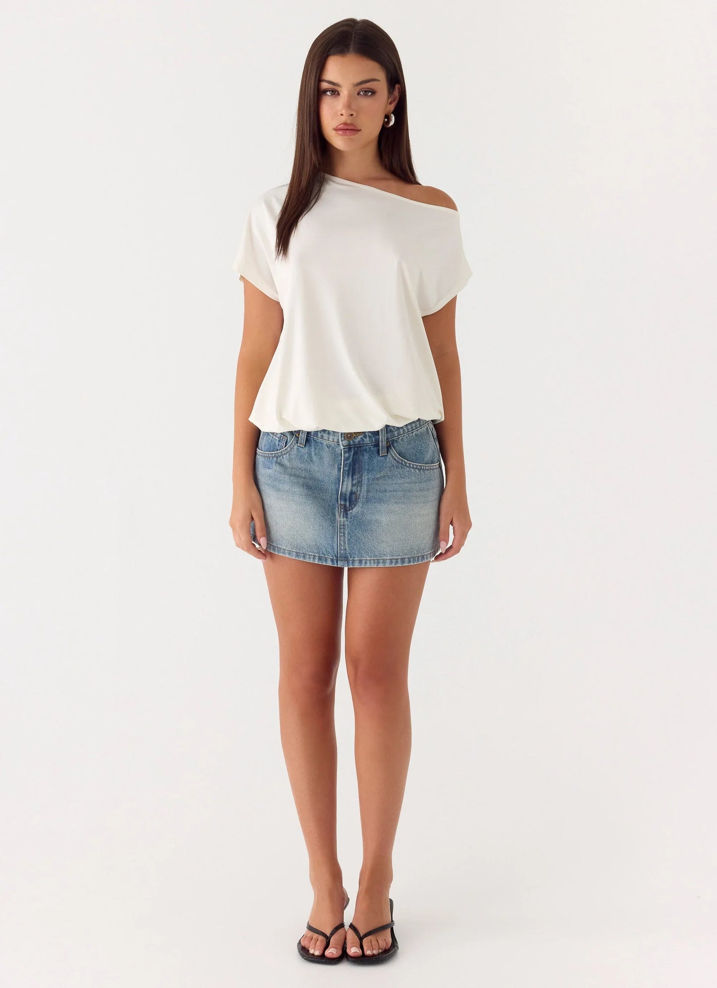 Silas Low Rise Denim Mini Skirt - Vintage Wash Blue