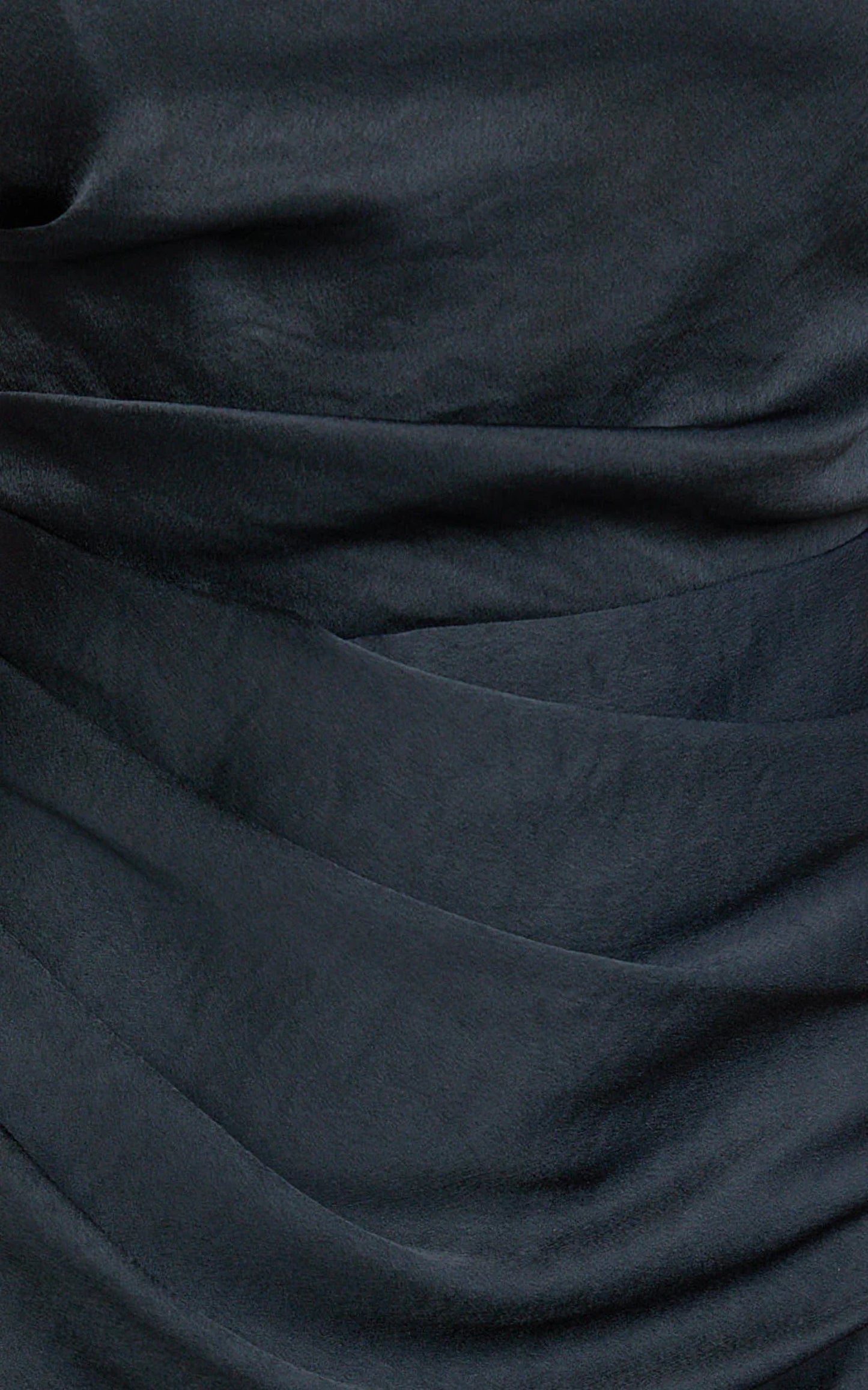 Rumi Midi Dress - Rushed Bodiest Satin Dress in Navy
