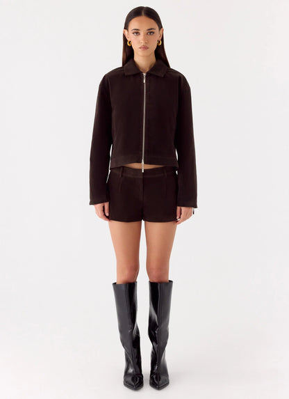 Jeremy Faux Suede Shorts - Chocolate