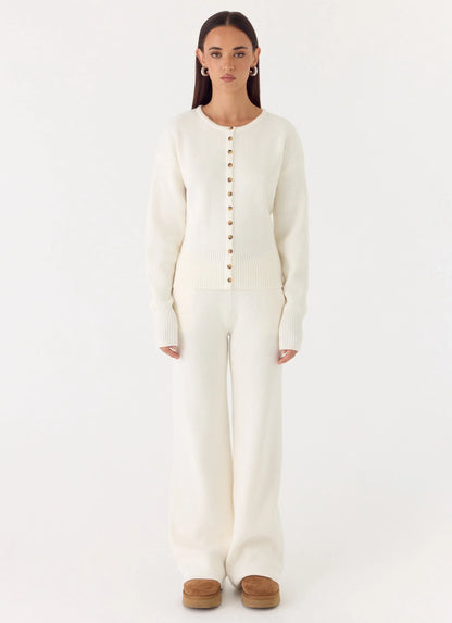 Harrison Cinched Knit Cardigan - Ivory