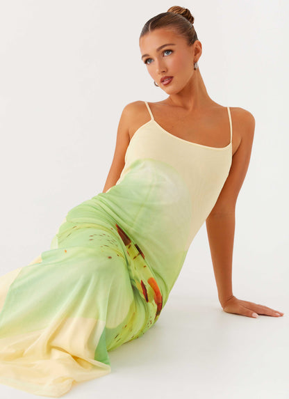 Bad News Mesh Maxi Dress - Yellow Lily