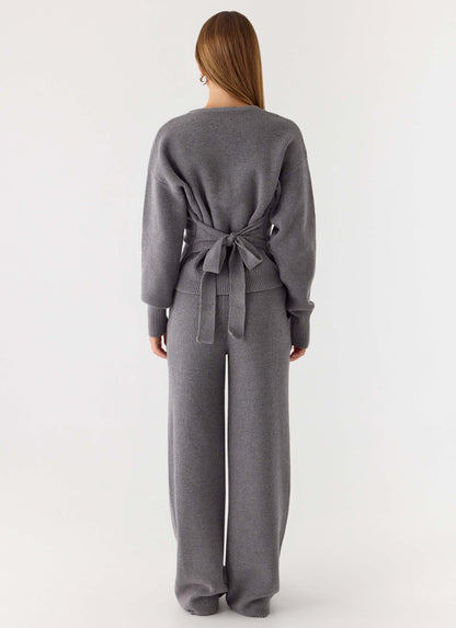 Harrison Low Rise Knit Pants - Marle Grey